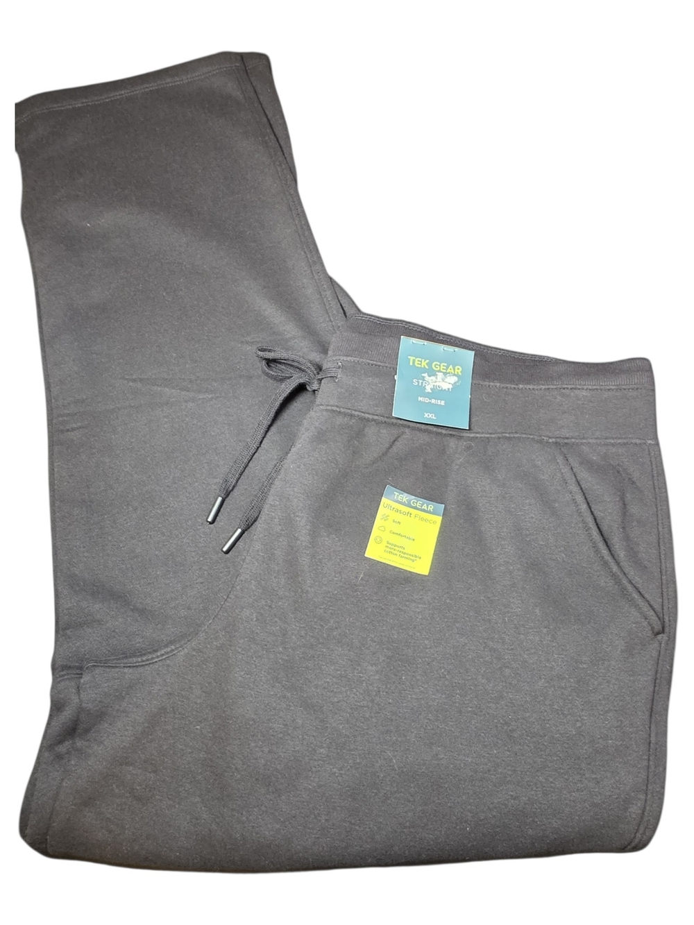 NWT Tek Gear Ultrasoft Fleece Black Sweatpants Mid-Rise XXL Drawstring